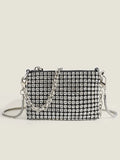 Elegant Full Diamond Zipper Messenger Bag Party Banquet Women's Clutch Bag