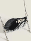 Elegant Full Diamond Zipper Messenger Bag Party Banquet Women's Clutch Bag